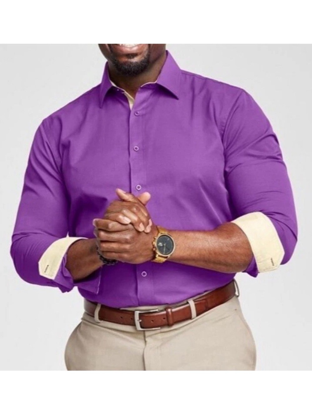 NWT Tayion Men's Slim Fit Purple Dress Shirt size medium